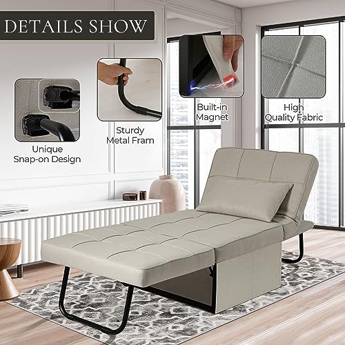 Gray Convertible Chair Bed Sleeper Sofa W376517