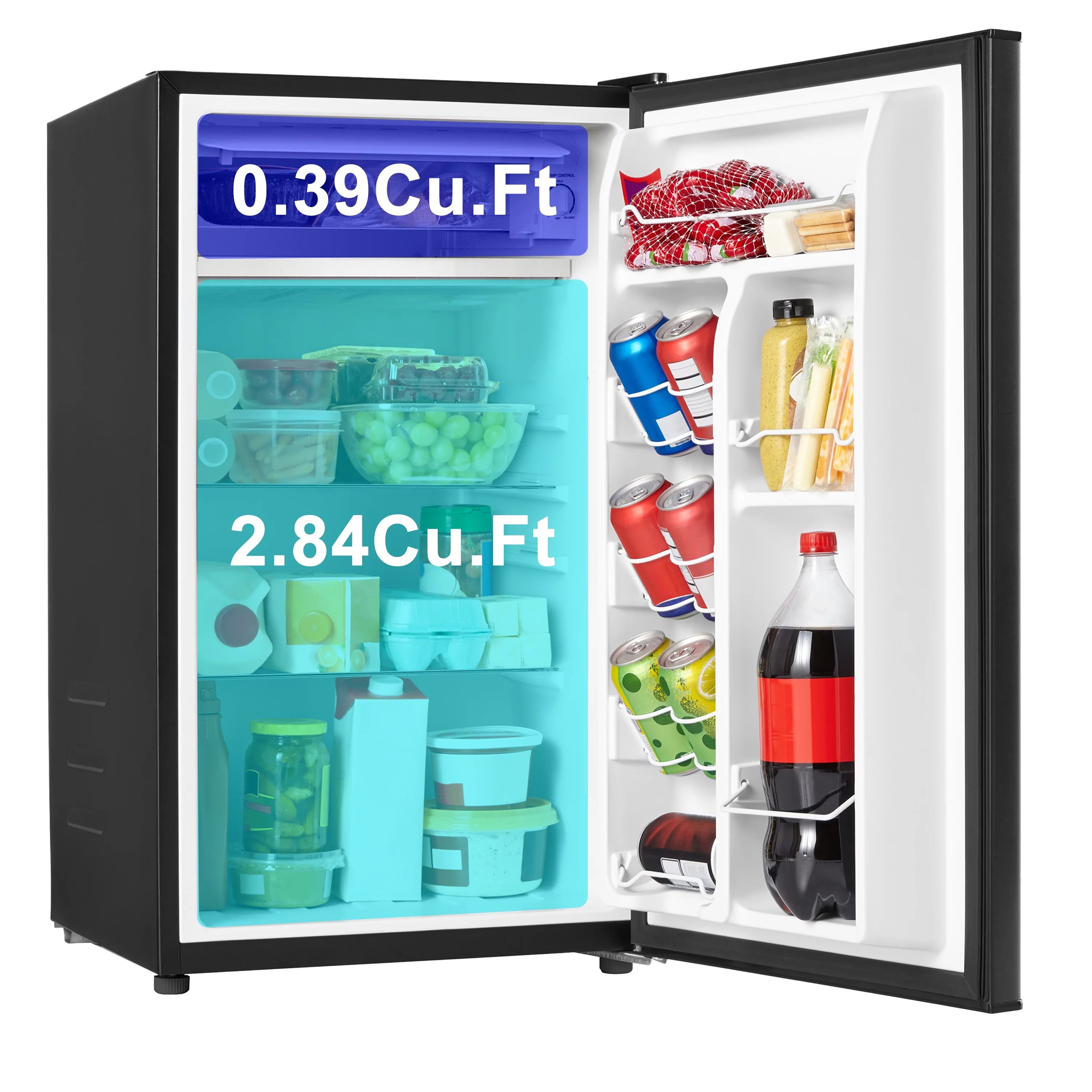 Black 3.3 Cu ft Single Door Mini Fridge Y2037