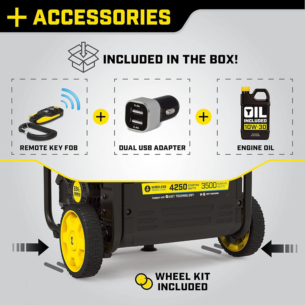 4250-Watt Wireless Remote Start Open Frame Inverter Generator C698