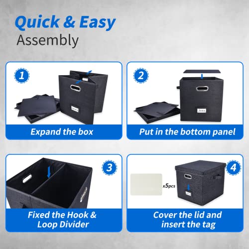 Vinyl Record Storage Box with Lid Black G85659