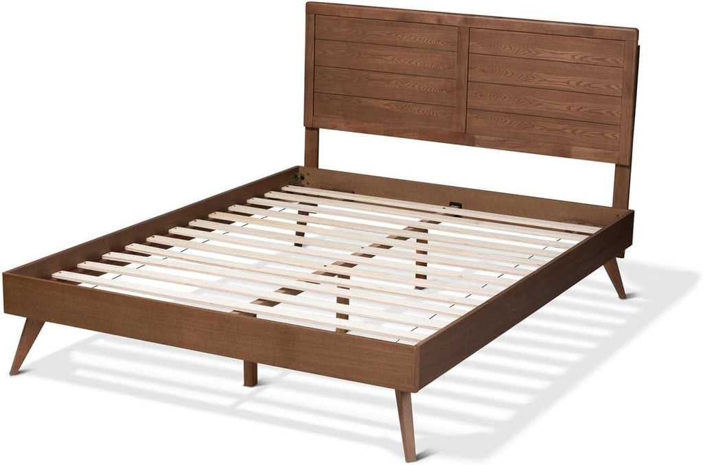 Walnut Brown Wood Queen Platform Bed U664222