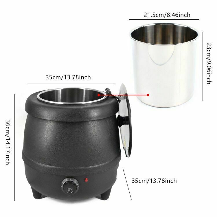 10L Commercial Electric Food Soup Kettle Pot Warmer Black O34684