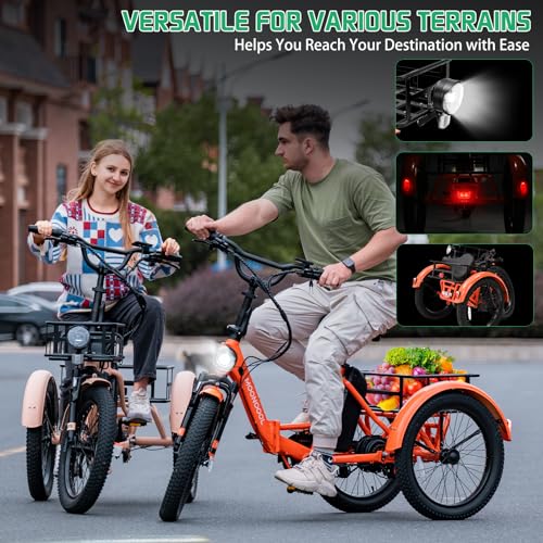 Electric Tricycle, Aluminum 20" E-Trike, 500W 48V 14.5Ah Lithium Battery, Front Suspension 3 Wheels Ebike, Front Basket Q98671