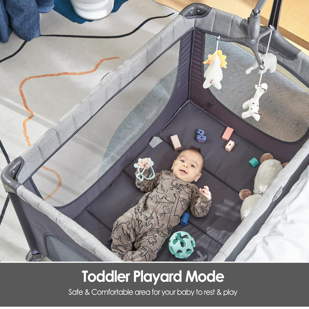 Grey Bassinet with Changing Table and Storage Shelf S8325