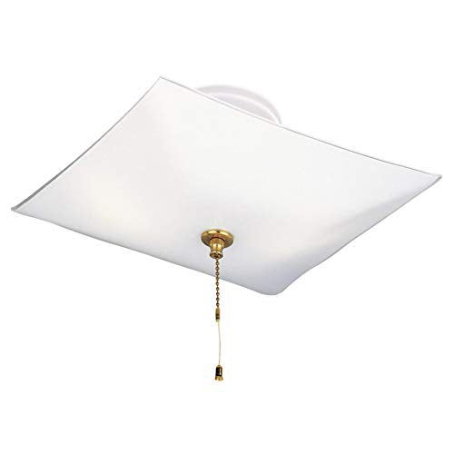 Two-Light Semi-Flush-Mount Ceiling Fixture with Pull Chain, White Finish with White Glass F868