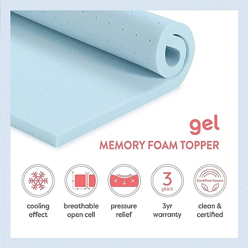 3 Inch Ventilated Memory Foam Mattress Topper, Cooling Gel Infusion, Queen J121213