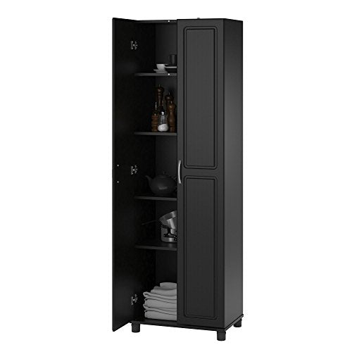 Black Engineered Wood Utility Storage Cabinet H51958