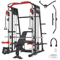 2200lbs Squat Rack with LAT-Pull Down System & Cable Crossover Machine with Adjustable Weight Bench J406020