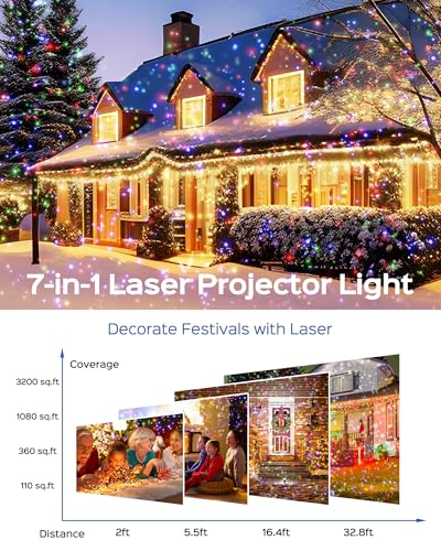 Christmas Projector Lights Outdoor, 3 Color Firefly Laser Lights with Remote Control, 1-Pack X663378