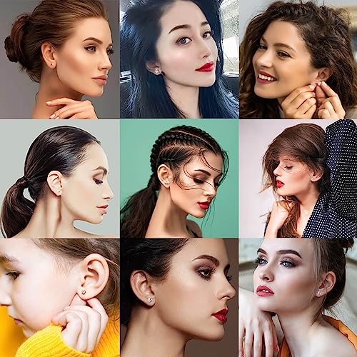 24Pcs Premium Ear Piercing Kit with 8 CZ Diamond Earrings and 8 Self Ear Piercing Gun E689783