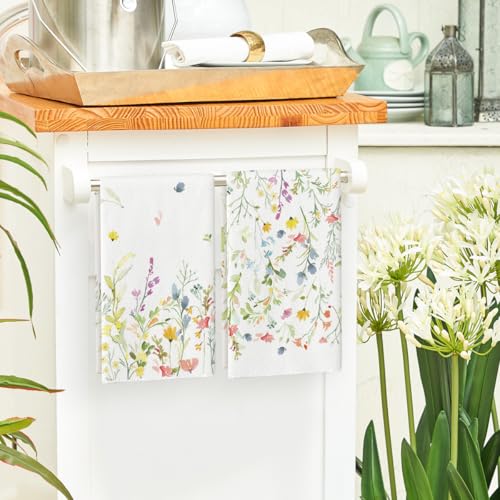 Set of 2 18x26 Inch Floral Christmas Kitchen Towels S118924