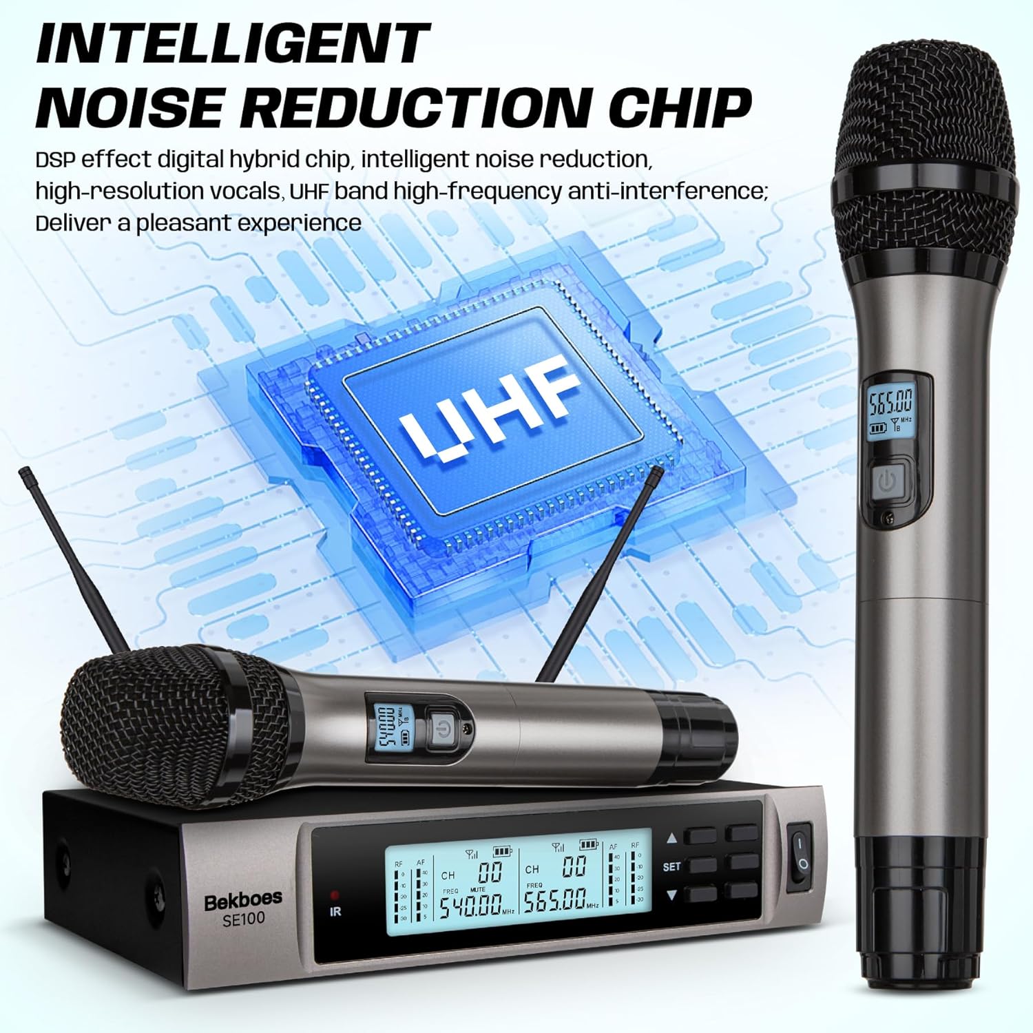 Dual Dynamic Handheld UHF Wireless Microphone System Y3505