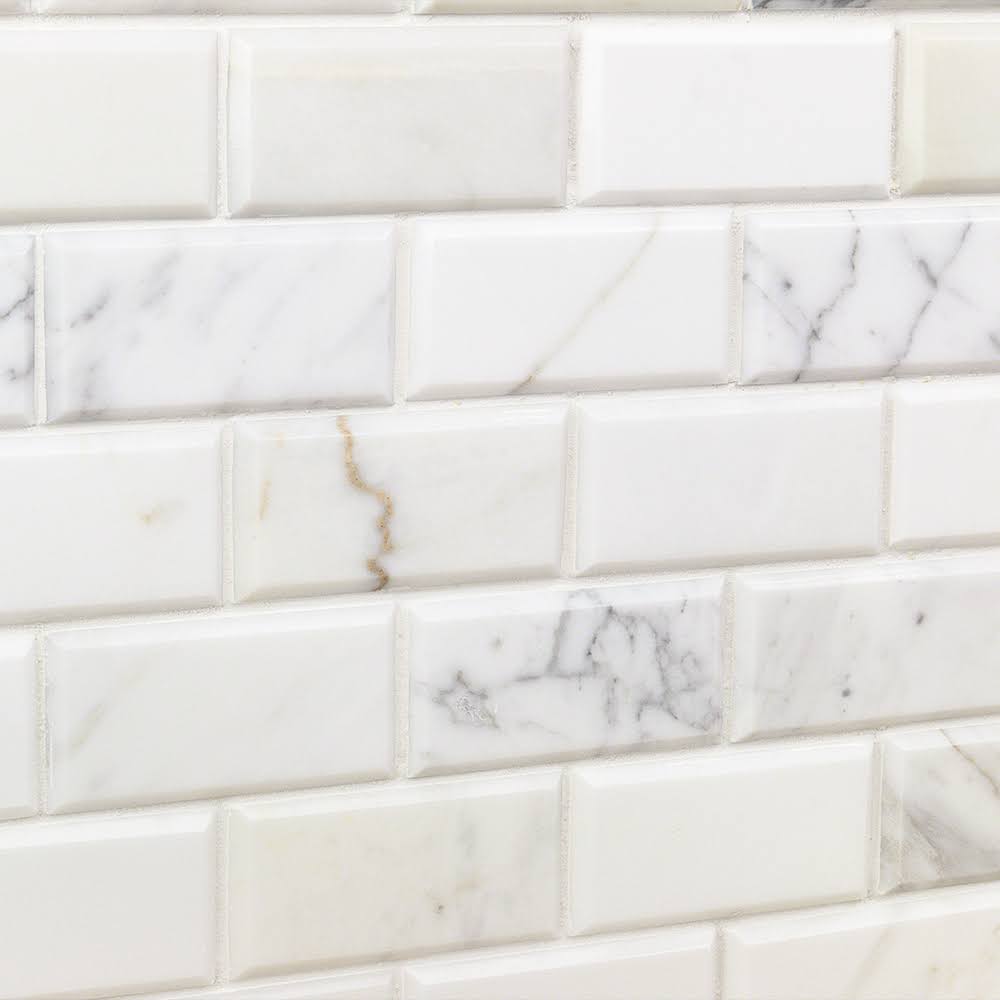 Beveled Marble Mosaic Tile White/Gray B56044