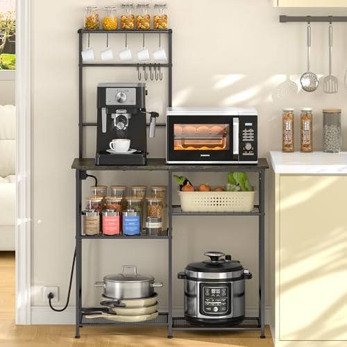 6-Tier Rustic Brown Kitchen Storage Shelf Rack U14756