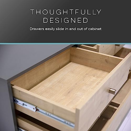 Oak Dark Gray Chest with Six Sliding Drawers K5755