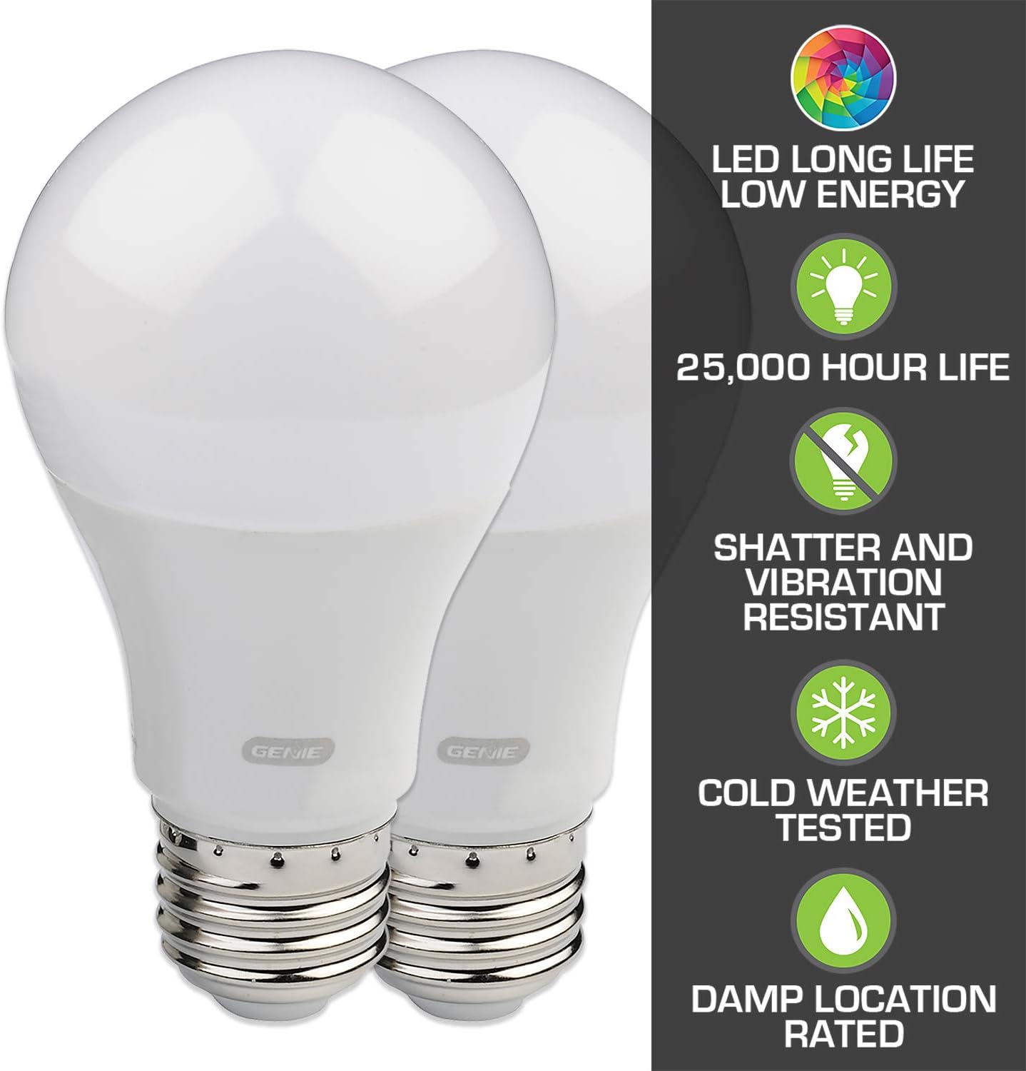 Smart Garage Door Opener with WiFi and Battery Backup, 2 Pack LED Light Bulb 4000K F4534