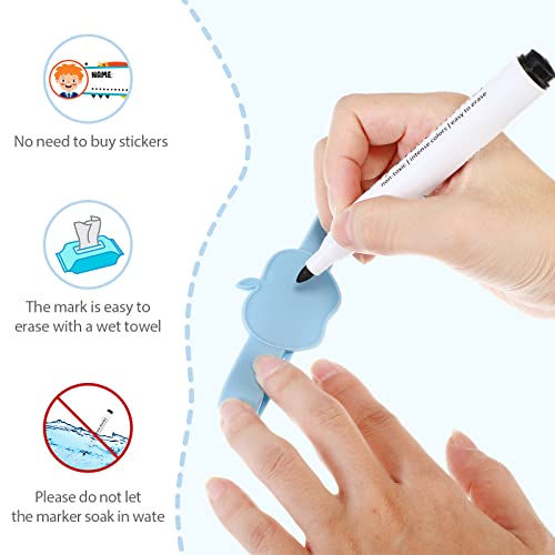 16 Pcs Reusable Waterproof Silicone Baby Bottle Name Labels with Dry Erase Marker P706