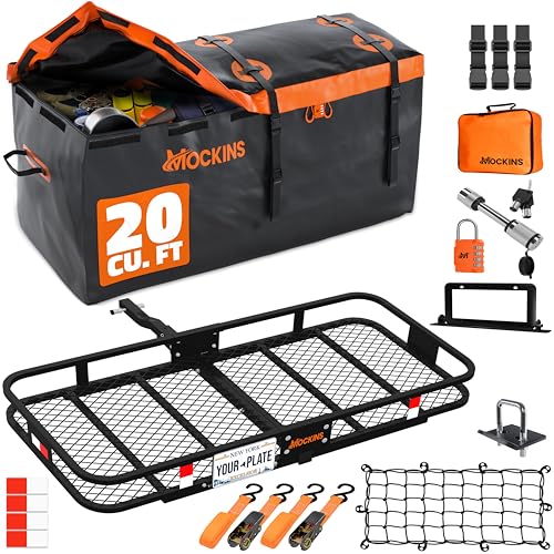 60"x20"x6" Folding Trailer Hitch Cargo Carrier with Waterproof Cargo Bag S122347