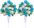 Light Blue Artificial Silk Flower Arrangement with Vase T8327