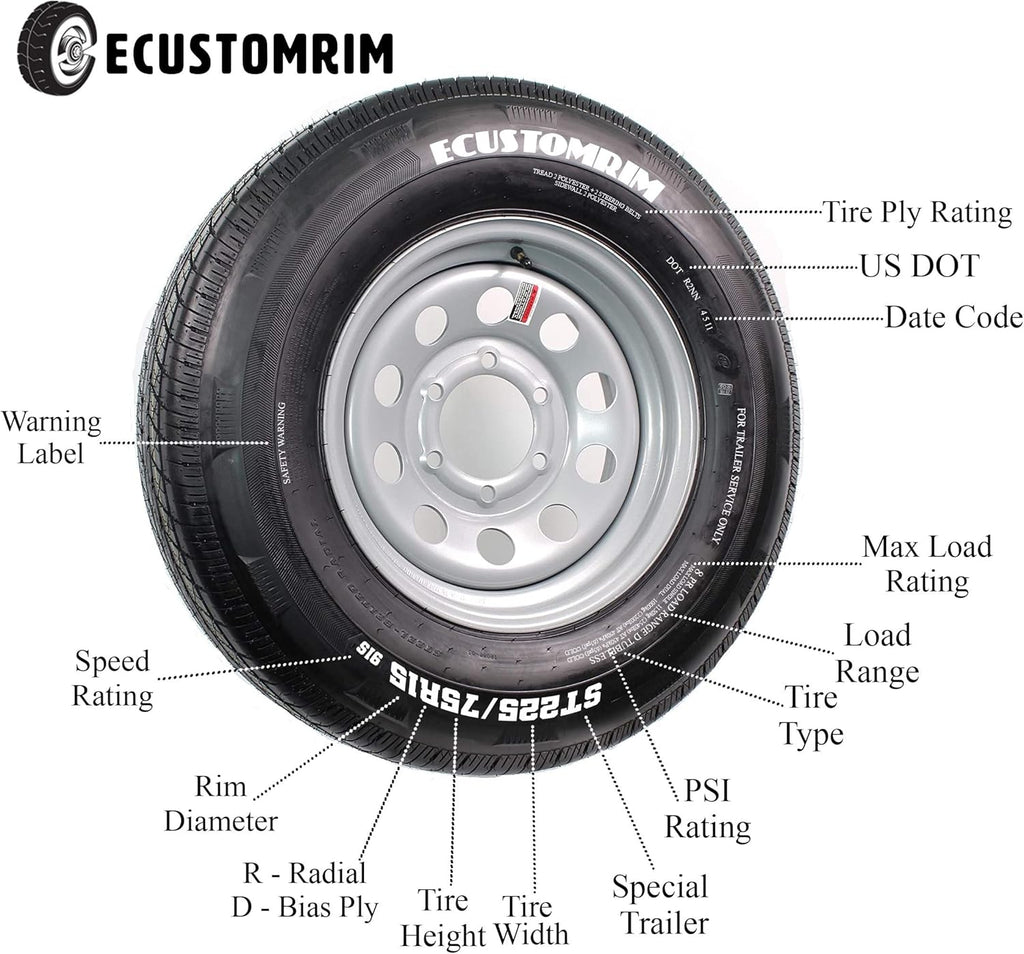 ST205/75R14 Steel Belted Radial Trailer Tire Load Range C 1760# 205/75 R 14 L478025