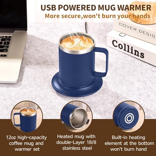 12oz USB Heated Coffee Mug with Auto Shut Off (Black) M149278