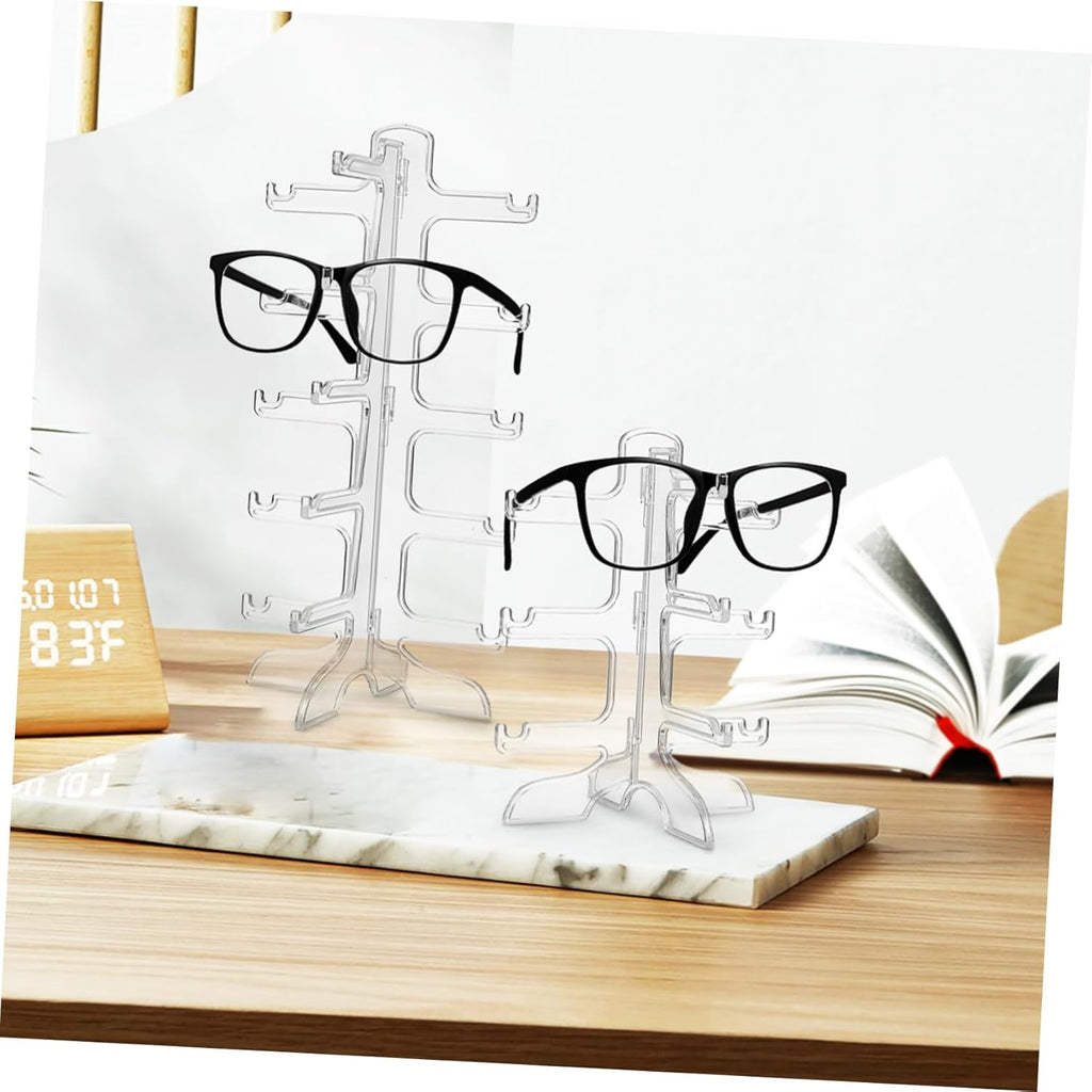 2 Pcs Transparent Plastic Glasses Display Stand Sunglasses Rack Organiser Holder L20889