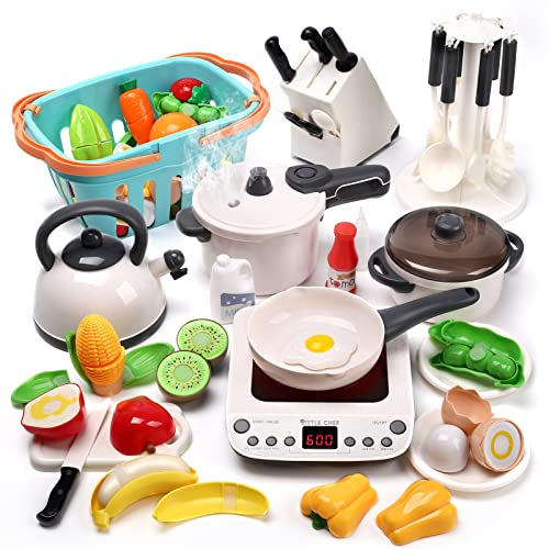 Play Kitchen Accessories Set with Pots and Pans and Electronic Induction Cooktop Z281092