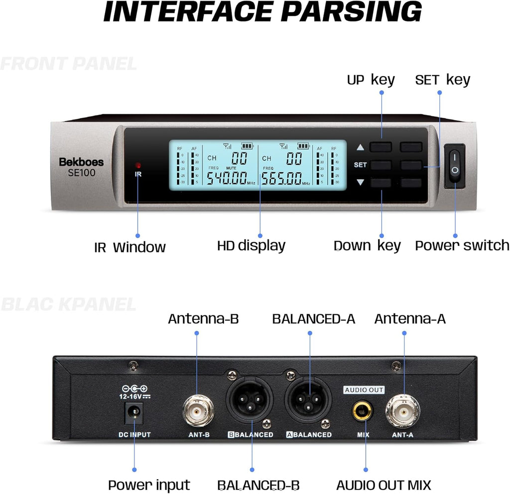 Dual Dynamic Handheld UHF Wireless Microphone System Y3505