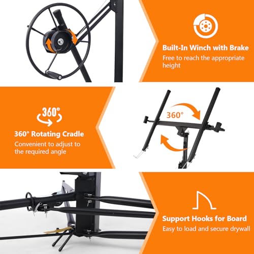 Drywall Lift 11FT 150LBS Heavy Duty 360° Adjustable Black Y85698