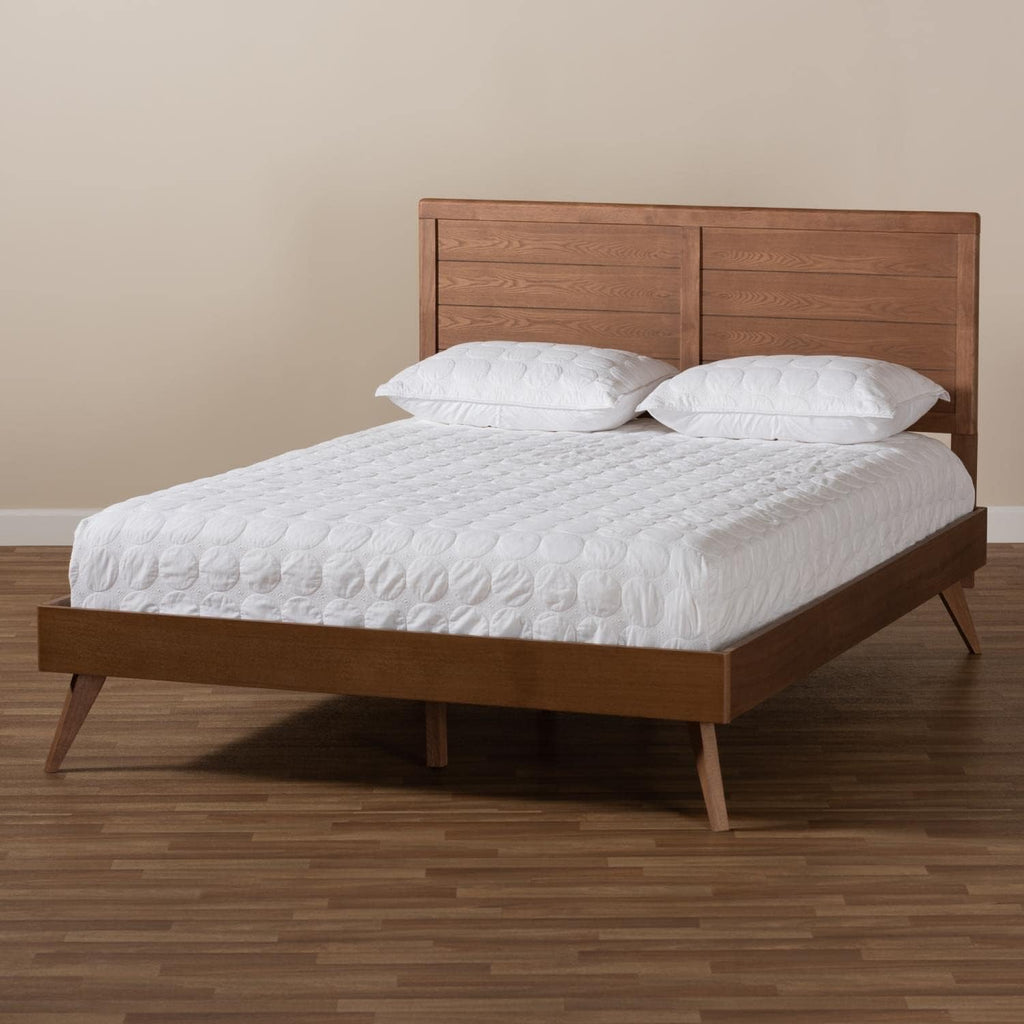 Walnut Brown Wood Queen Platform Bed U664222