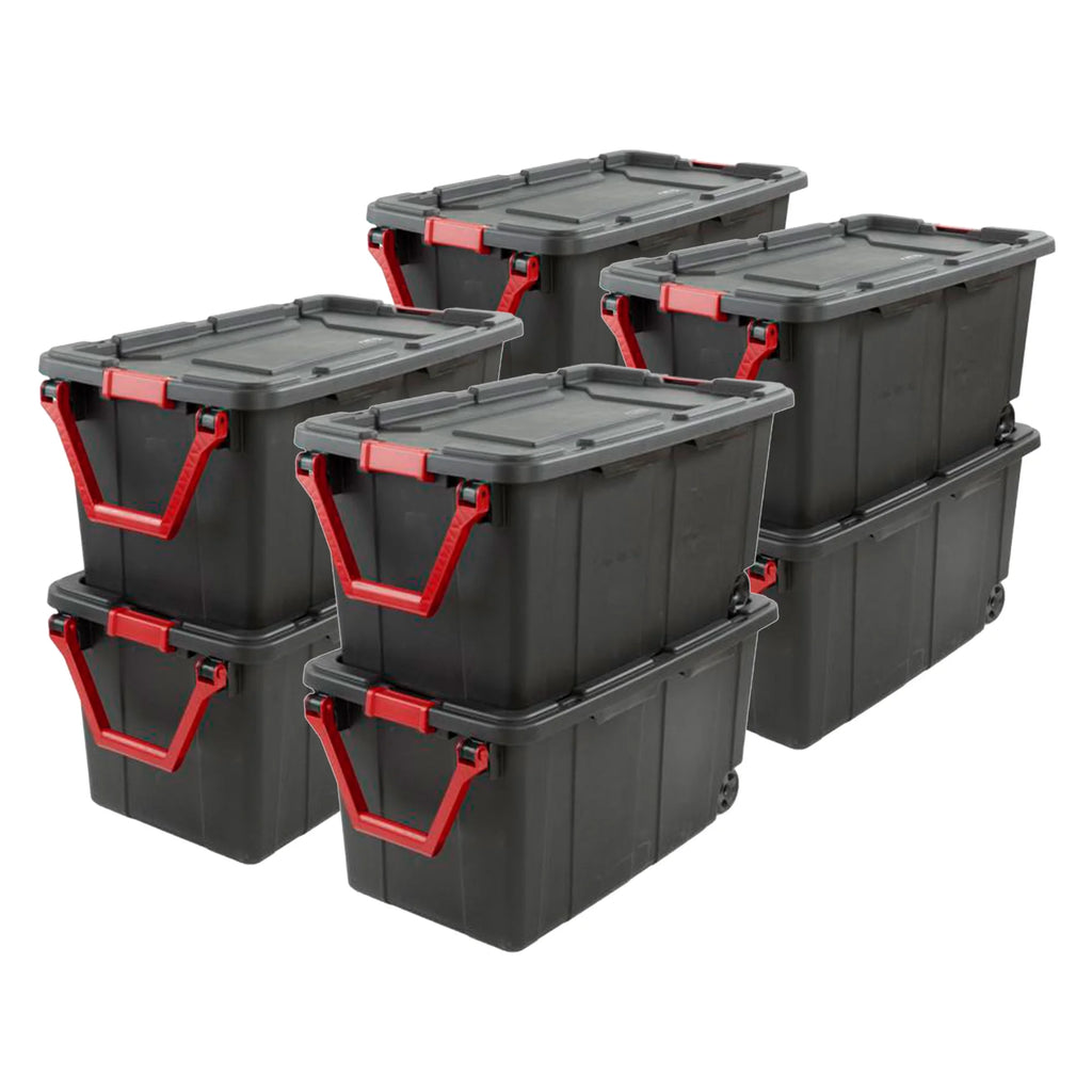 Black 8 Pack 40 Gallon Wheeled Storage Tote L231962