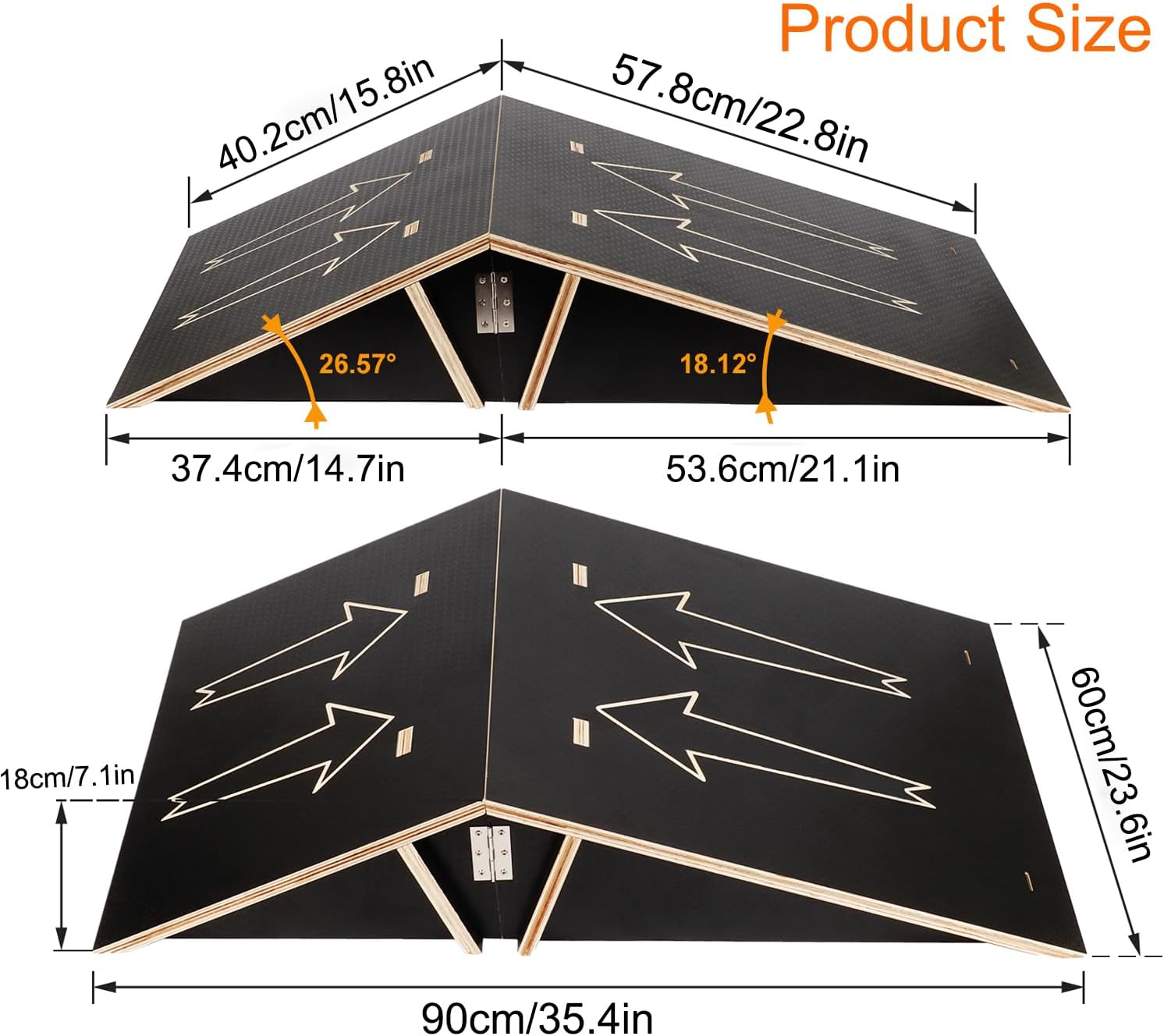 Black Double Sided Skateboard Ramp with Carry Rope Y606141