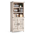 Light Brown 5-Shelf Storage Cabinet with Doors O641