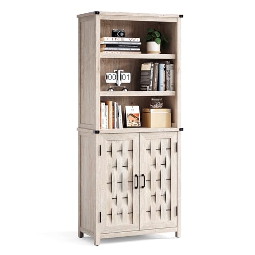 Light Brown 5-Shelf Storage Cabinet with Doors O641