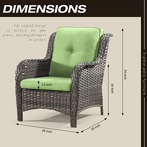 Blue PE Wicker Patio Dining Chairs Set of 2 with Seat Cushions I38984