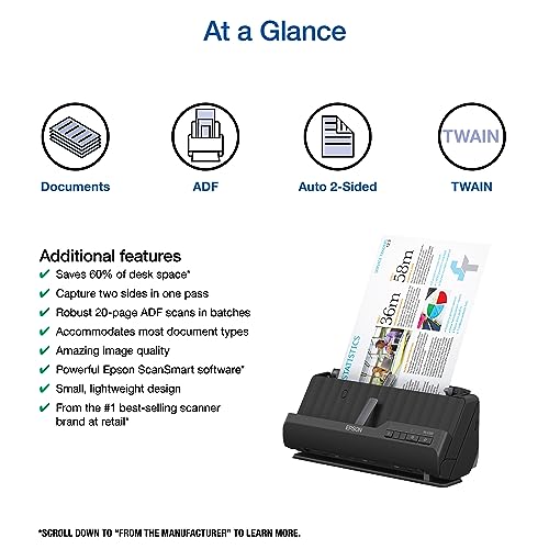Wireless Compact Desktop Document Scanner with Auto Document Feeder D42194