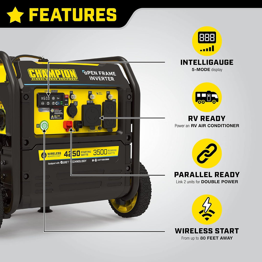 4250-Watt Wireless Remote Start Open Frame Inverter Generator C698