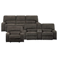 3-Piece Chenille Fabric Manual Reclining Sofa Set, Chocolate W15698