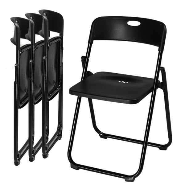 Black 4 Pack Plastic Stackable Folding Chair X25637