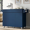 Large Kitchen Island with 2 Drop Leaf, Rolling Kitchen Cart on 5 Wheels with Power Outlet, Folding Storage Dining Table with Spice & Towel Rack, 3 Drawers Z238980