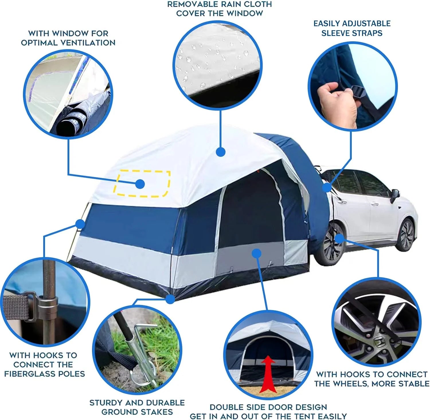 SUV Tent Attachment, 8' W x 8' L x 7.2' H, Includes Rainfly and Storage Bag W3615