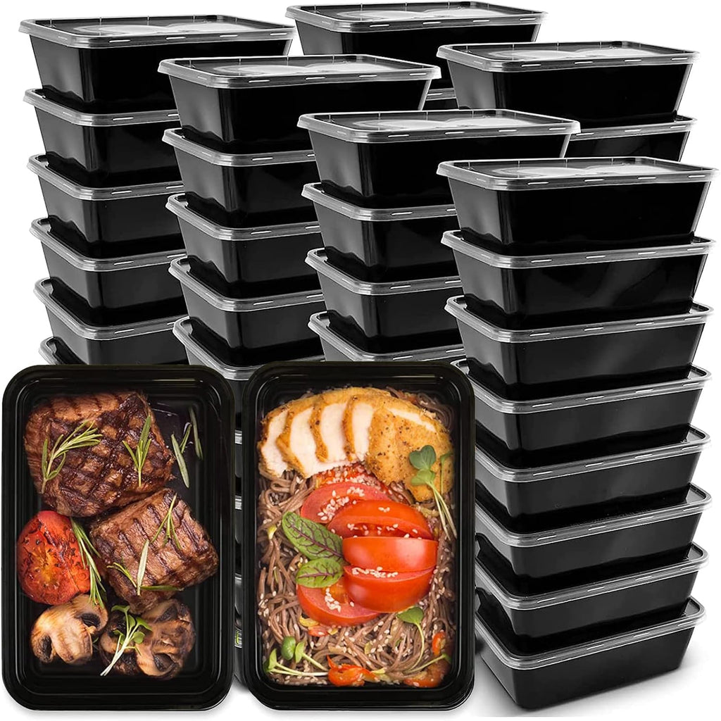 50 Set Reusable Plastic Food Storage Containers with Lids (24 oz) Z31703
