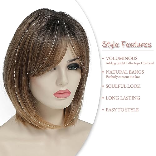 7x7'' Short Synthetic Hair Topper Brown with Dark Root F701724