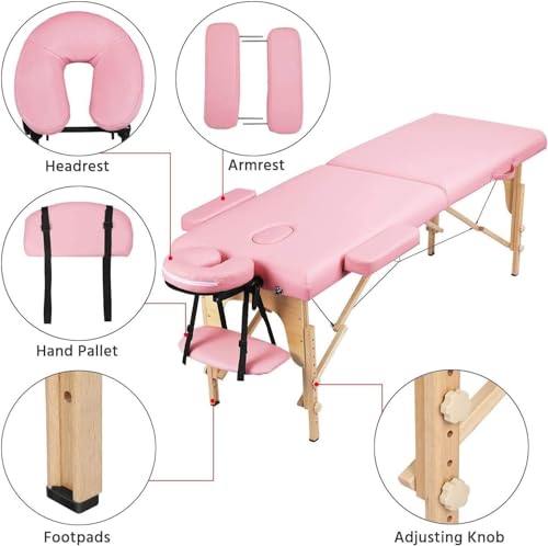 Black 84" Long Portable 2/3 Folding Massage Table with Carry Case Y99842