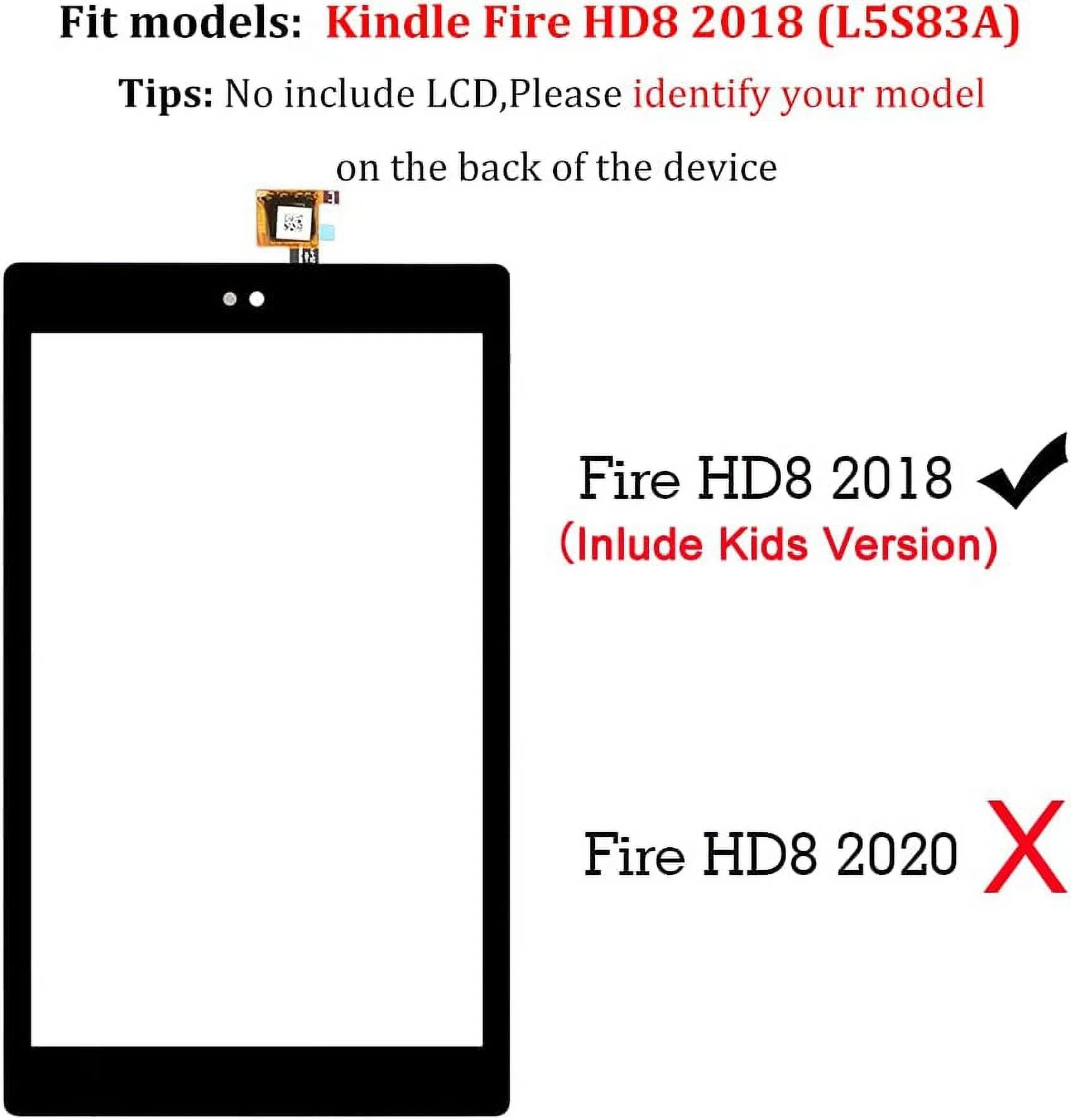 Screen Replacement Digitizer for Kindle Fire HD 8 8th Gen Touch Screen Glass + Full Repair Kit D705