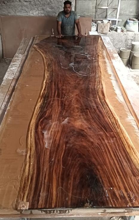 Rustic Natural Wood Epoxy Resin Dining Table (30 Inches Tall, 120 x 36 Inches) D478