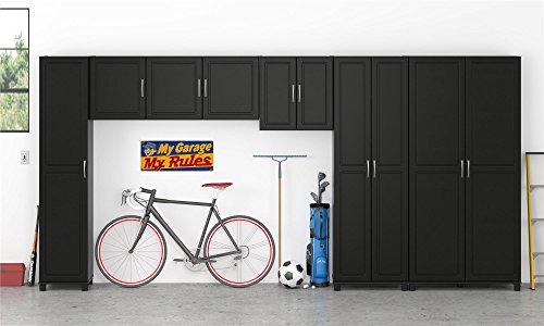 Black Engineered Wood Utility Storage Cabinet H51958