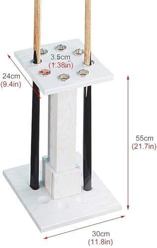 White Wooden Pool Cue Rack Stand Holds 8 Cues C83768