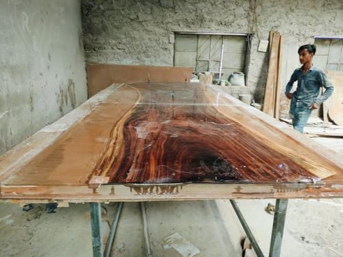 Rustic Natural Wood Epoxy Resin Dining Table (30 Inches Tall, 120 x 36 Inches) D478