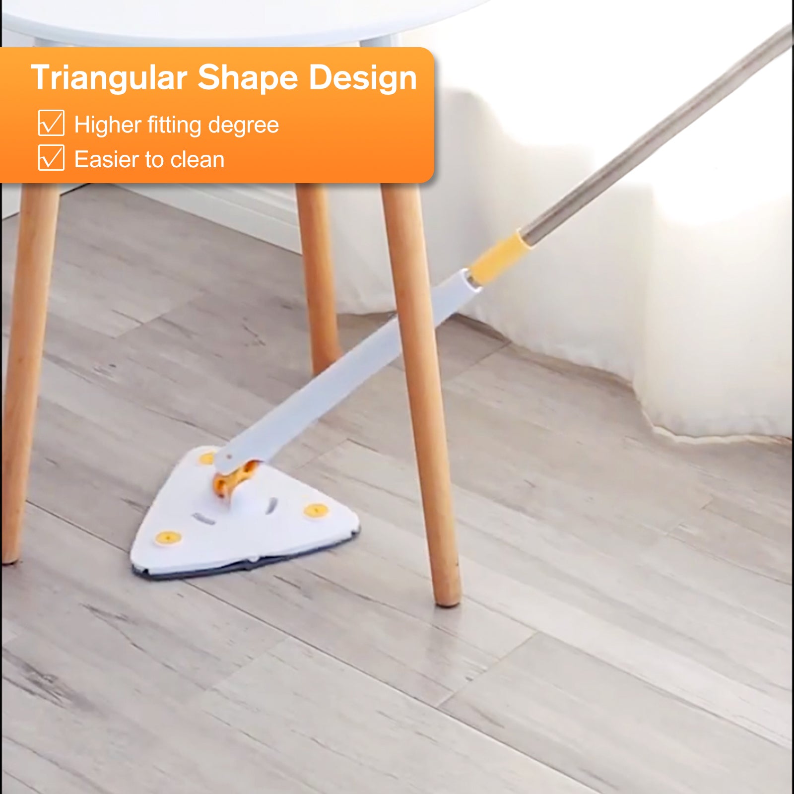 360° Adjustable Rotatable Triangle Cleaning Mop with Push-Pull Squeezing, Dry & Wet Mop N378